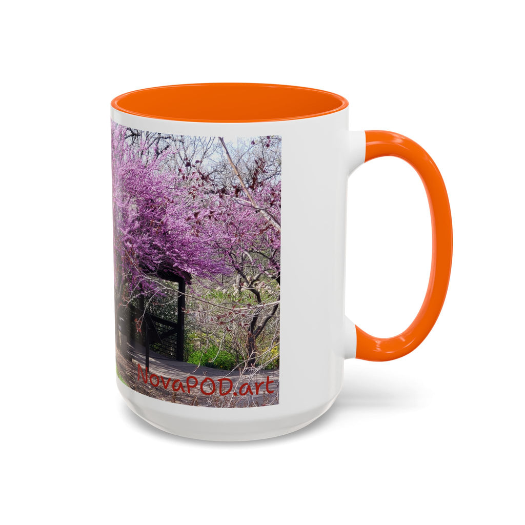 Spring Blossom Accent Coffee Mug – Pink Redbud Trees Photo Design (11/15 oz)