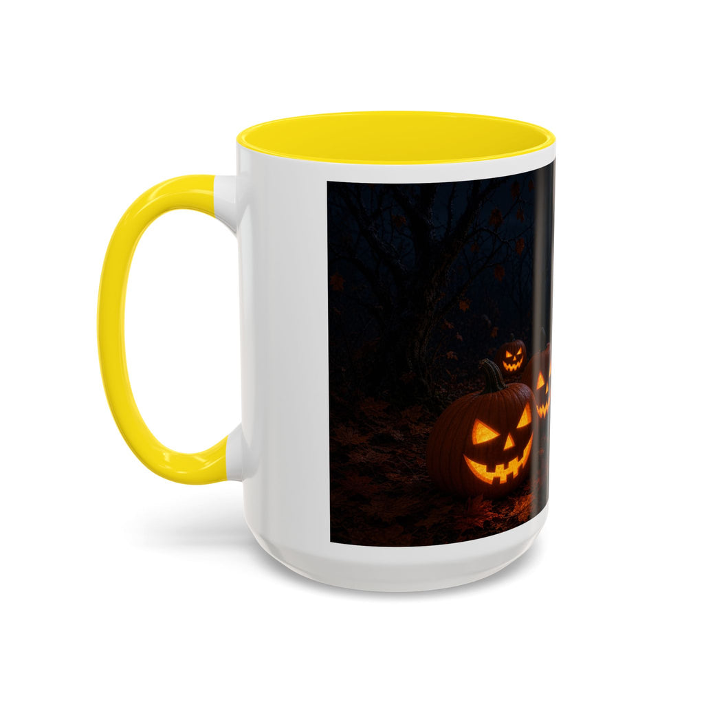 Halloween Black Cat Accent Coffee Mug — Spooky Jack-o'-Lantern Night (Customizable)
