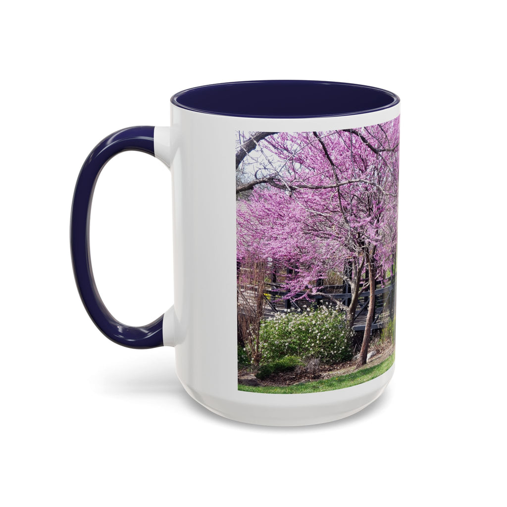 Spring Blossom Accent Coffee Mug – Pink Redbud Trees Photo Design (11/15 oz)
