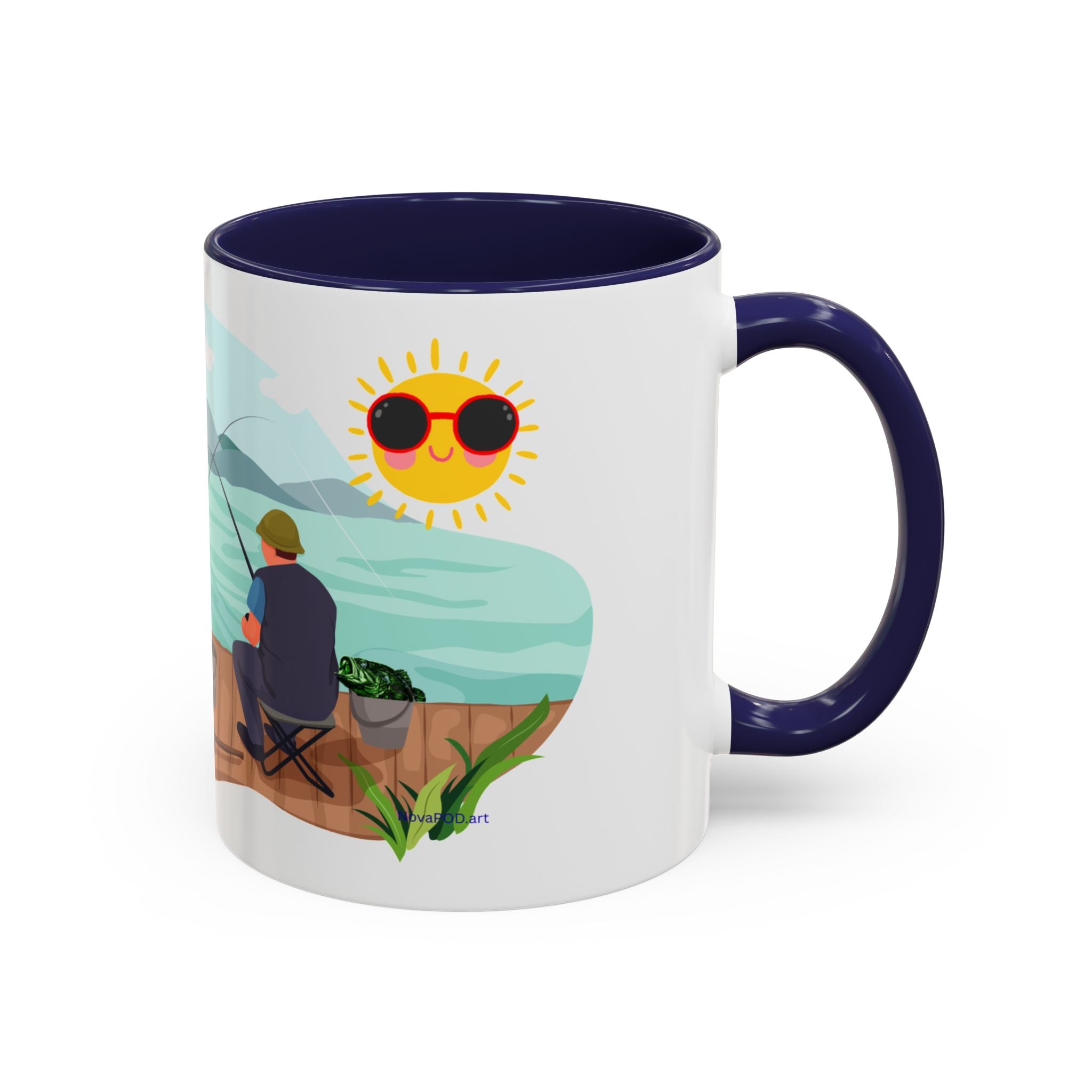 Dilley 300 Fishing Friends Coffee Mug — Cute Sunny Lake Scene Accent Mug (11/15 oz)