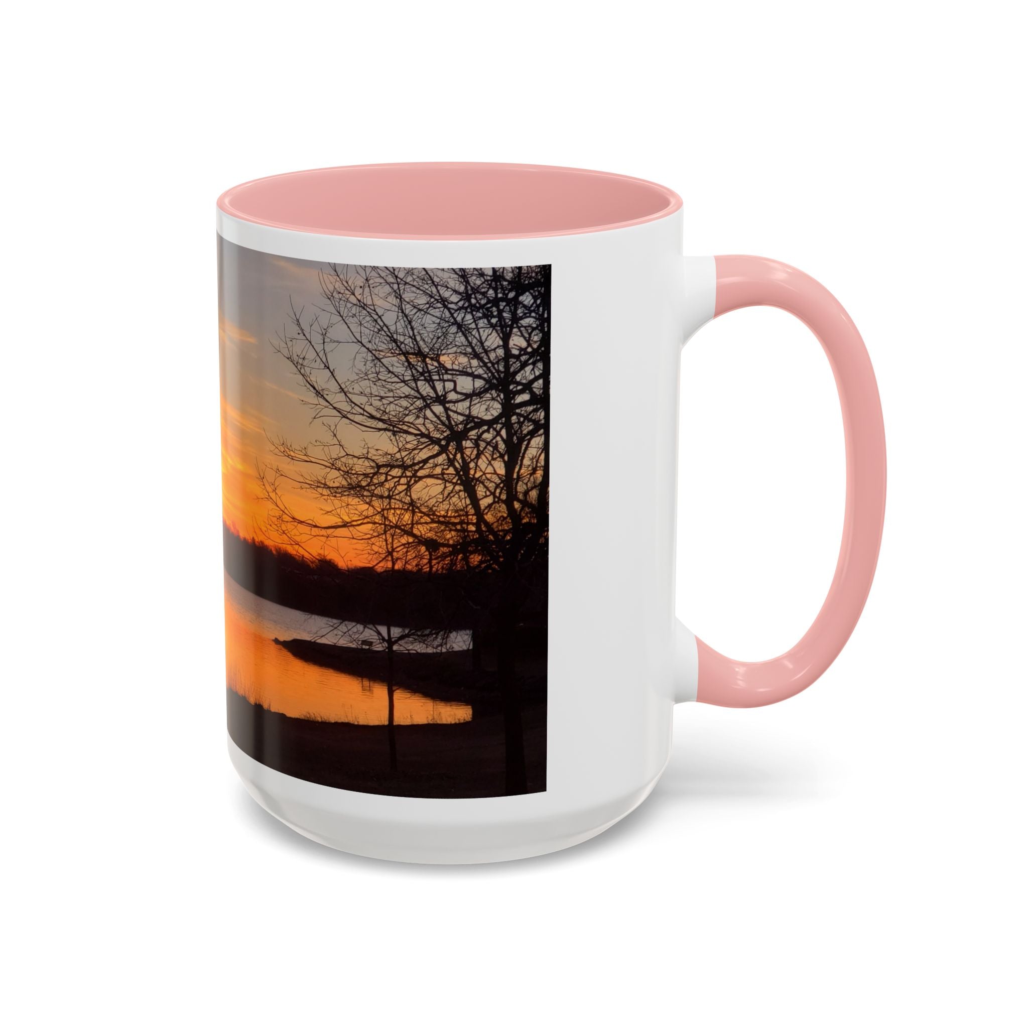 Sunrise Lake Accent Coffee Mug — Scenic Sunrise/Sunset Photography Mug