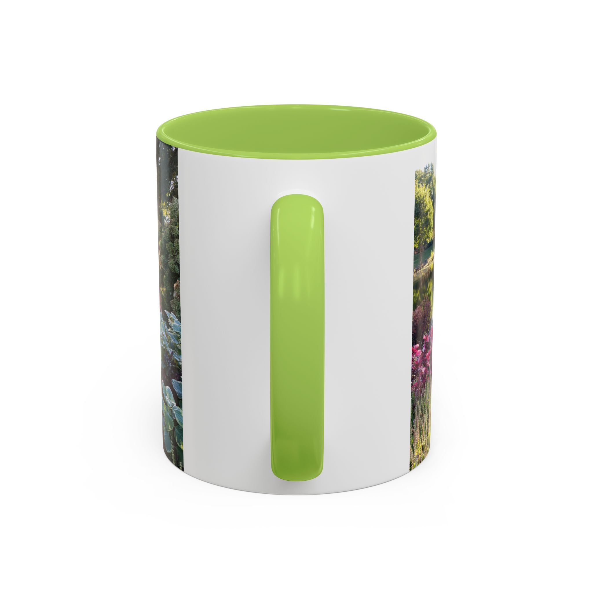 Garden Pond Accent Coffee Mug – Scenic Floral Landscape 11/15oz