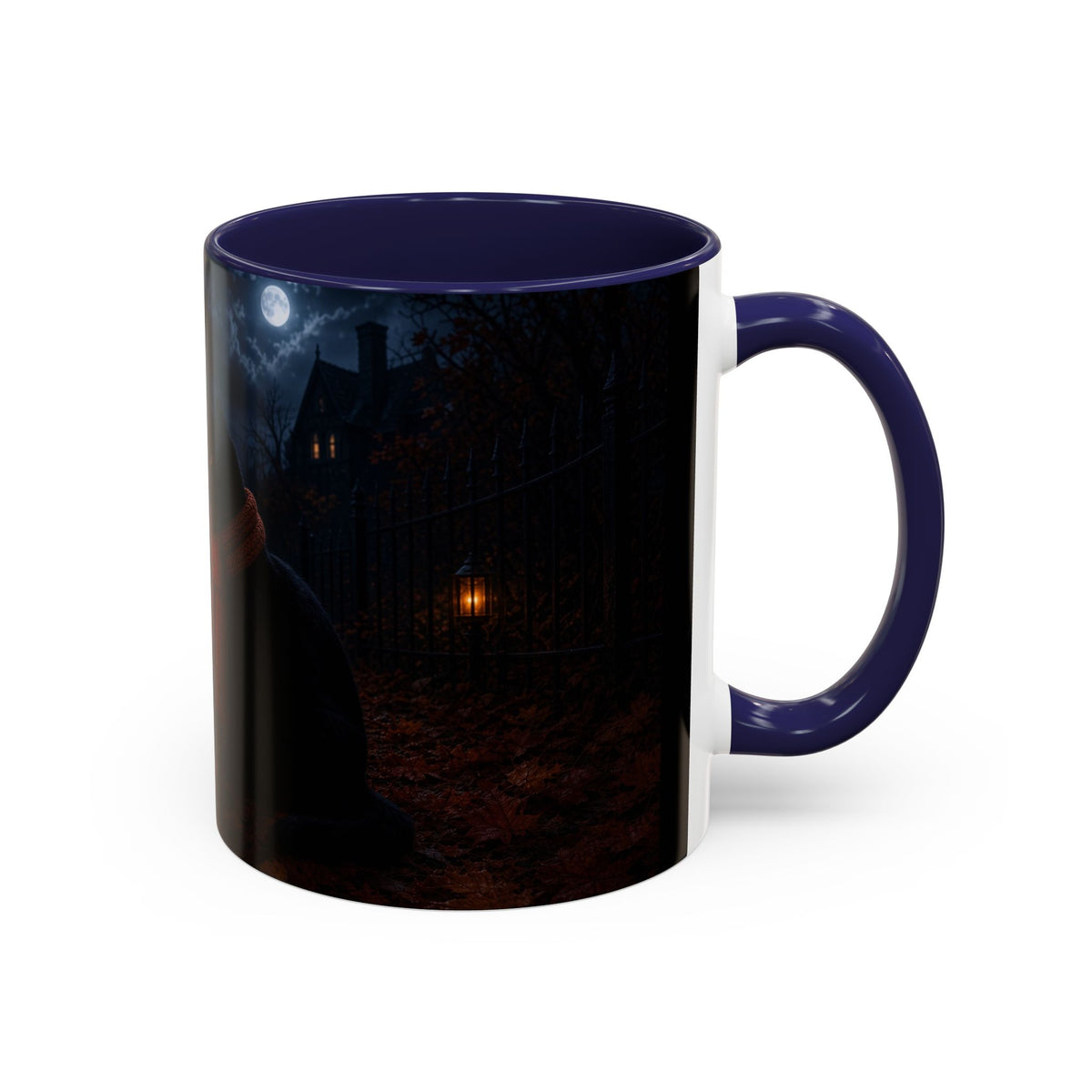 Halloween Black Cat Coffee Mug — Pumpkin Spice Jack-O’-Lantern Latte Accent Mug (11/15 oz)