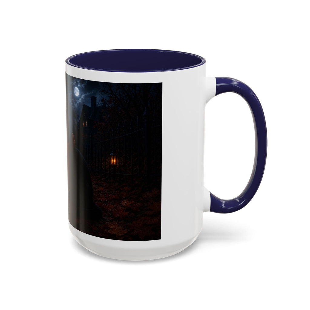 Halloween Black Cat Coffee Mug with Pumpkin Spice Jack-o’-Lanterns – Spooky Autumn Night Accent Mug