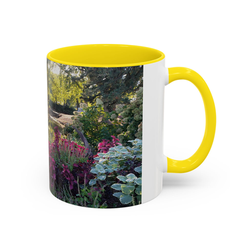 Garden Pond Accent Coffee Mug – Scenic Floral Landscape 11/15oz