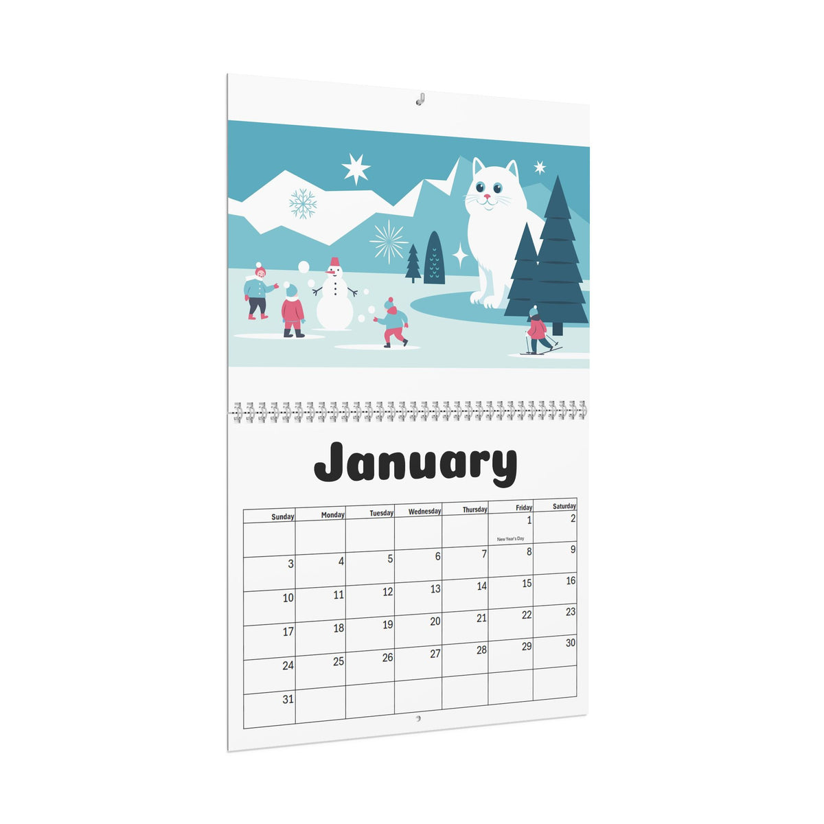Cat Wall Calendar — Cute Seasonal Cat Illustrations