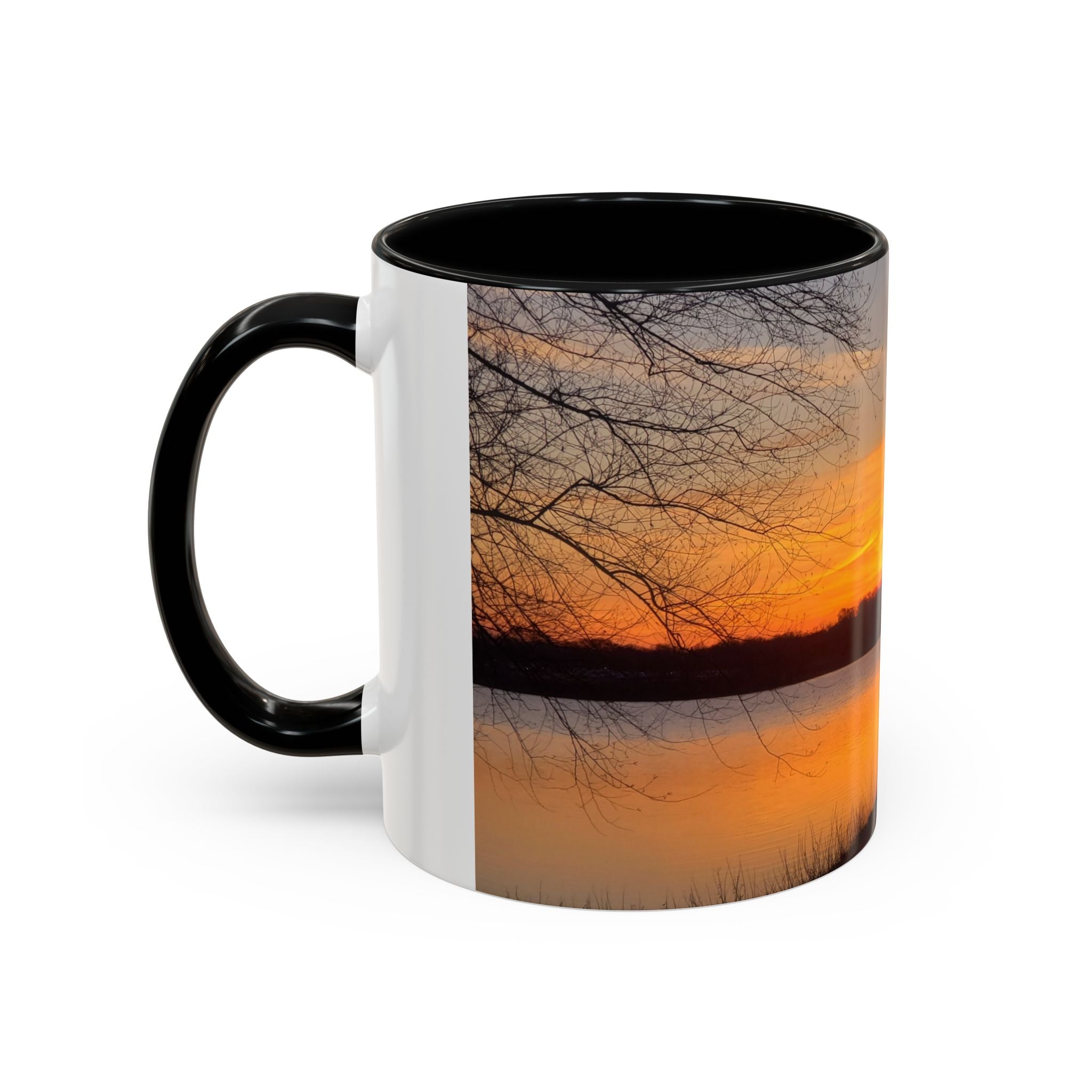Sunrise Lake Accent Coffee Mug — Scenic Sunrise/Sunset Photography Mug