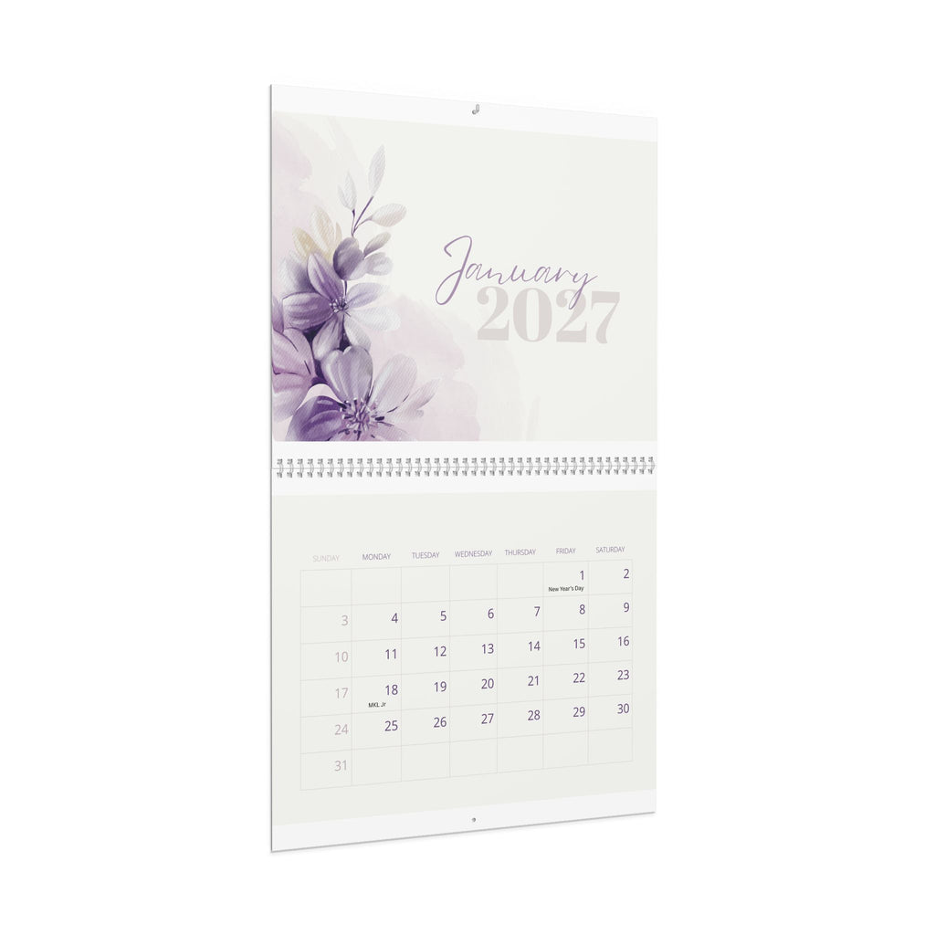 2027 Floral Wall Calendar – Pastel Lavender Monthly Planner