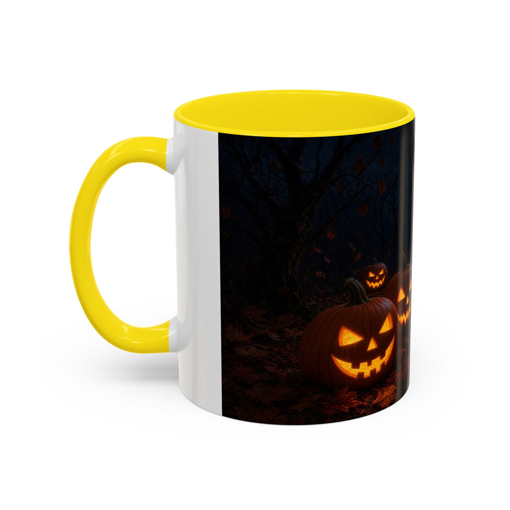 Halloween Black Cat Accent Coffee Mug — Spooky Jack-o'-Lantern Night (Customizable)