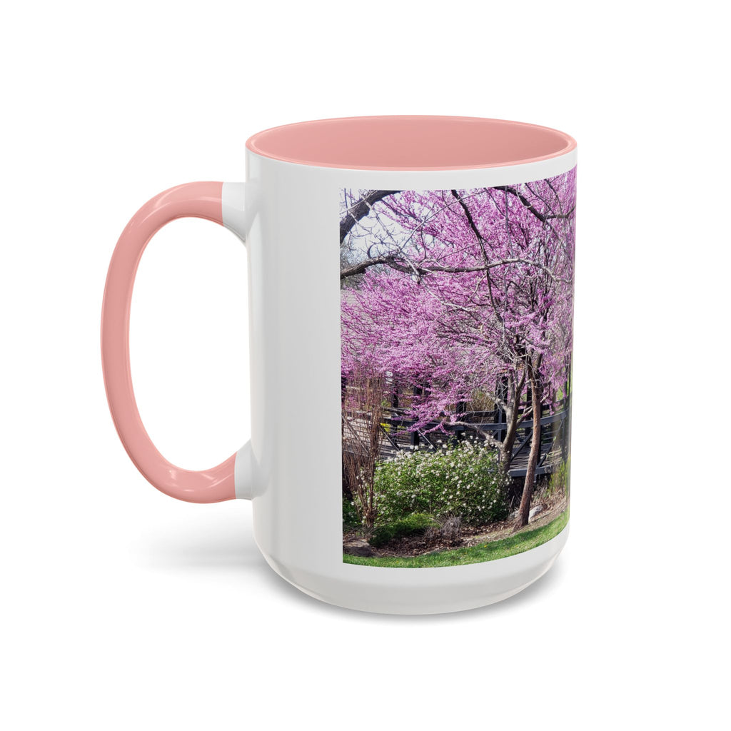 Spring Blossom Accent Coffee Mug – Pink Redbud Trees Photo Design (11/15 oz)