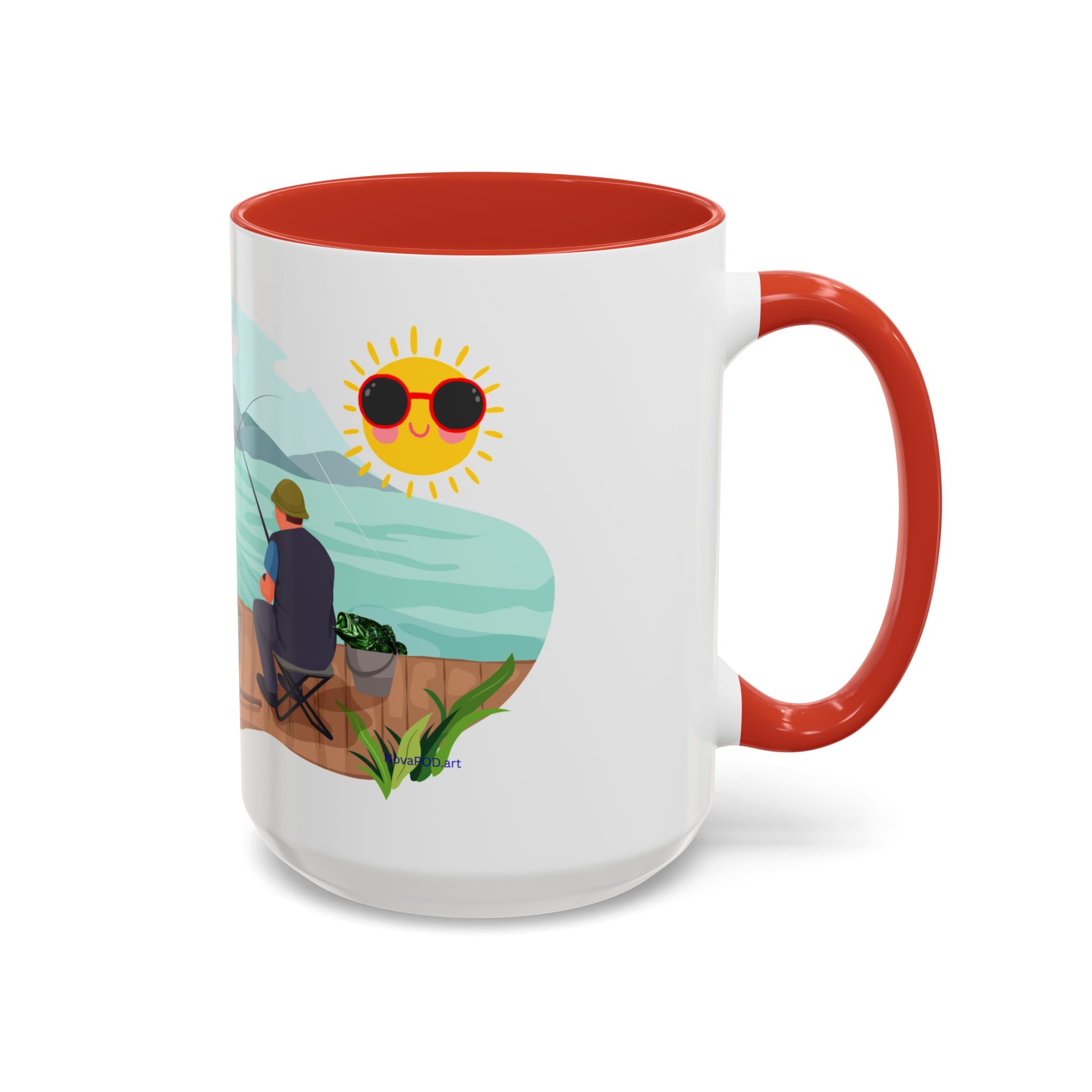 Dilley 300 Fishing Friends Coffee Mug — Cute Sunny Lake Scene Accent Mug (11/15 oz)