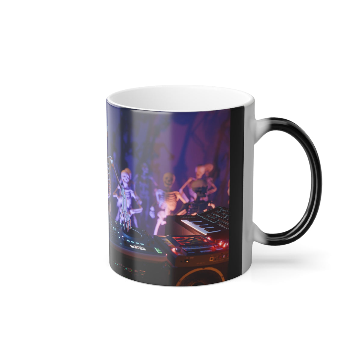 DJ Skeleton Color-Changing Mug — 11oz Halloween Party Coffee Cup