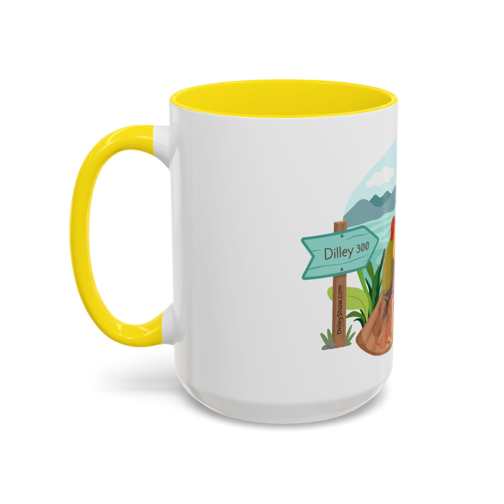 Dilley 300 Fishing Friends Coffee Mug — Cute Sunny Lake Scene Accent Mug (11/15 oz)