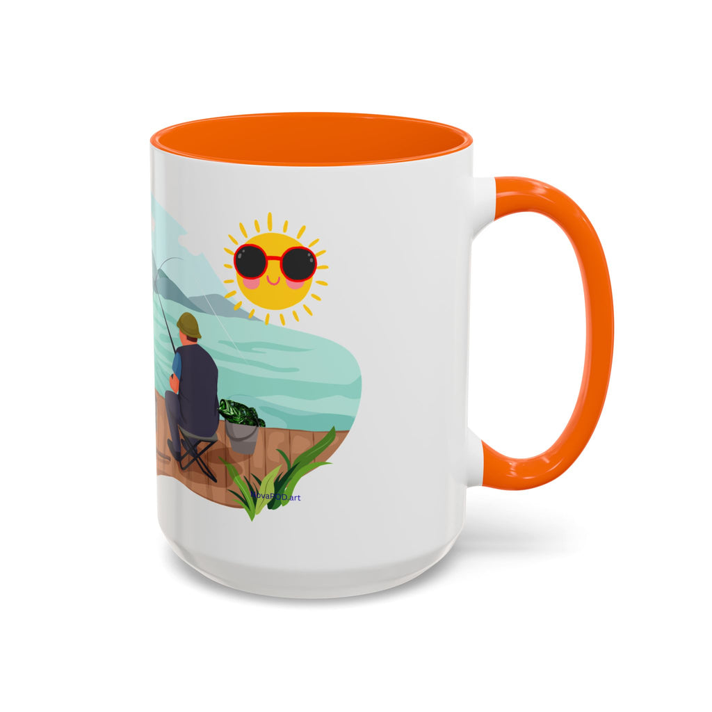 Dilley 300 Fishing Friends Coffee Mug — Cute Sunny Lake Scene Accent Mug (11/15 oz)