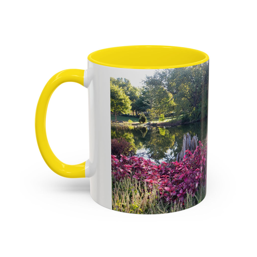 Garden Pond Accent Coffee Mug – Scenic Floral Landscape 11/15oz