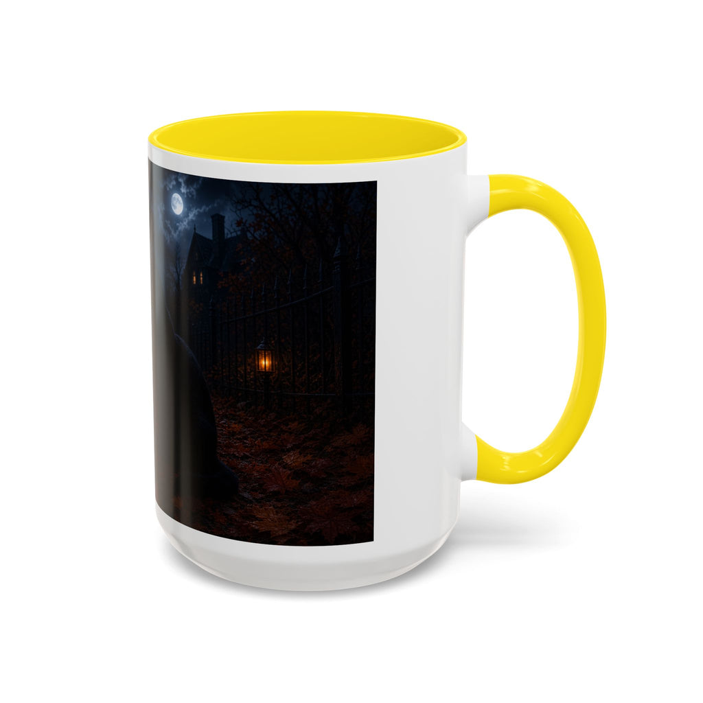 Halloween Black Cat Accent Coffee Mug — Spooky Jack-o'-Lantern Night (Customizable)