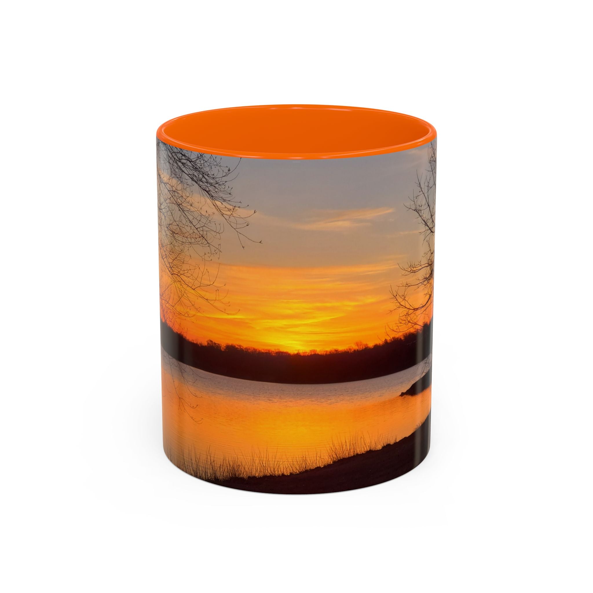 Sunrise Lake Accent Coffee Mug — Scenic Sunrise/Sunset Photography Mug