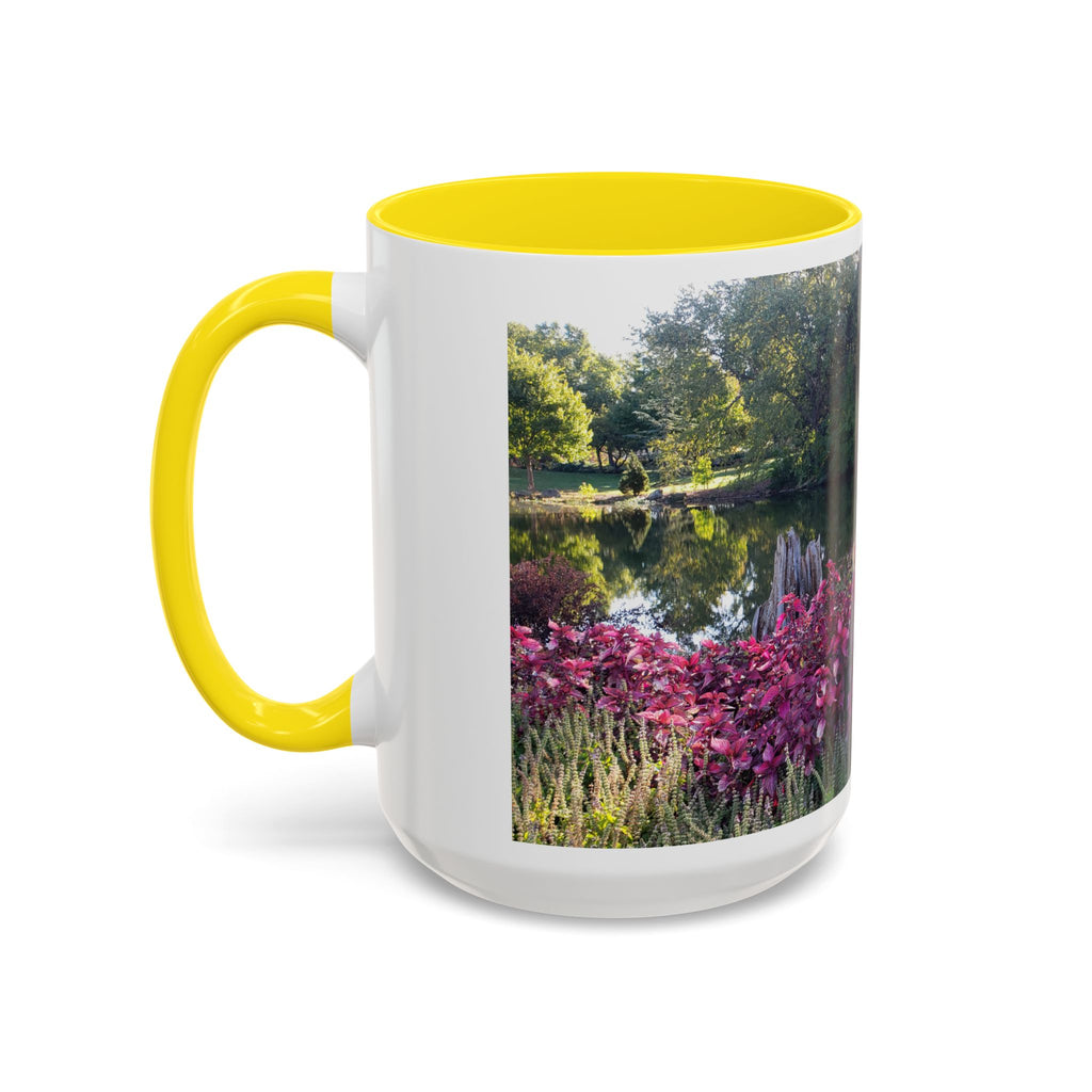 Garden Pond Accent Coffee Mug – Scenic Floral Landscape 11/15oz