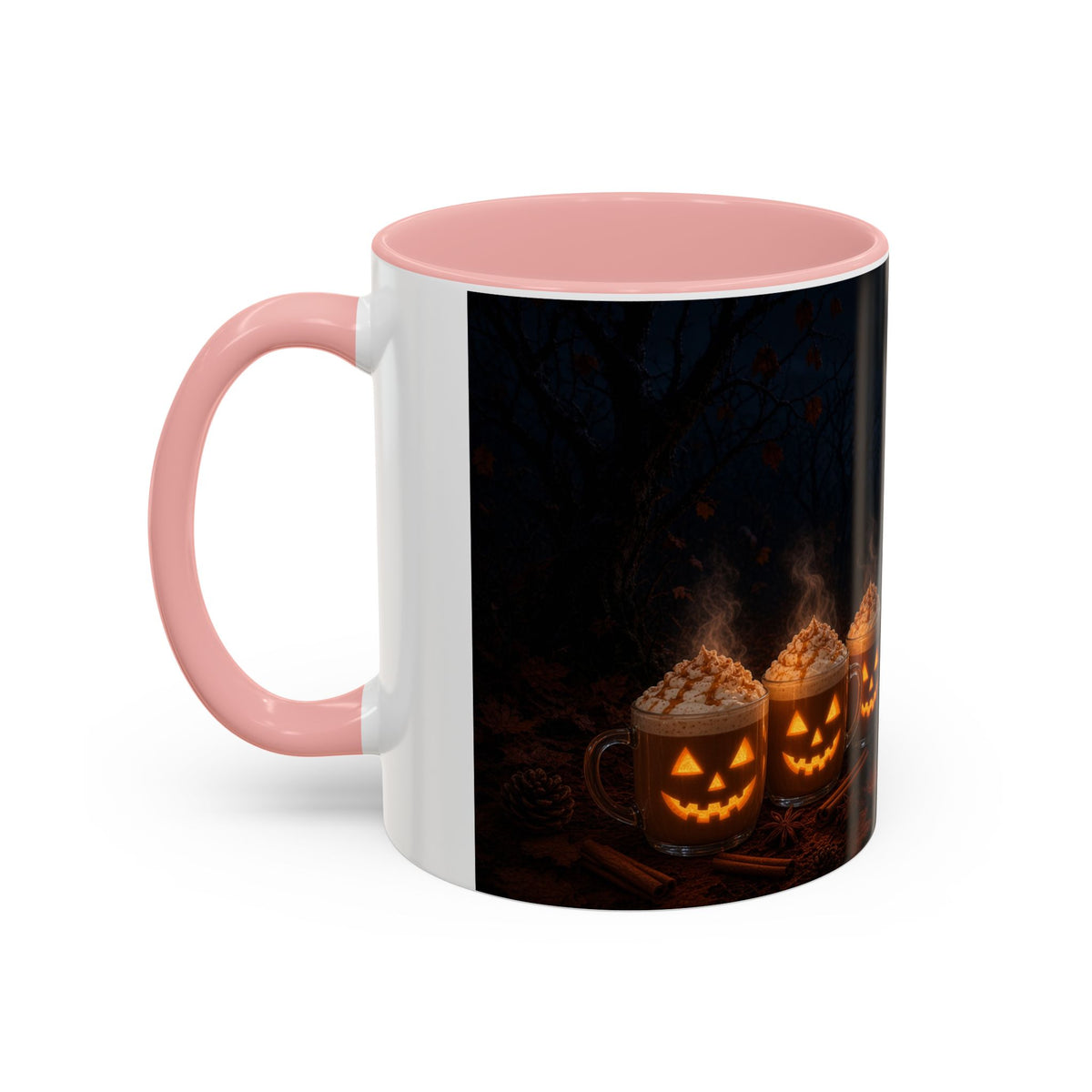 Halloween Black Cat Coffee Mug with Pumpkin Spice Jack-o’-Lanterns – Spooky Autumn Night Accent Mug