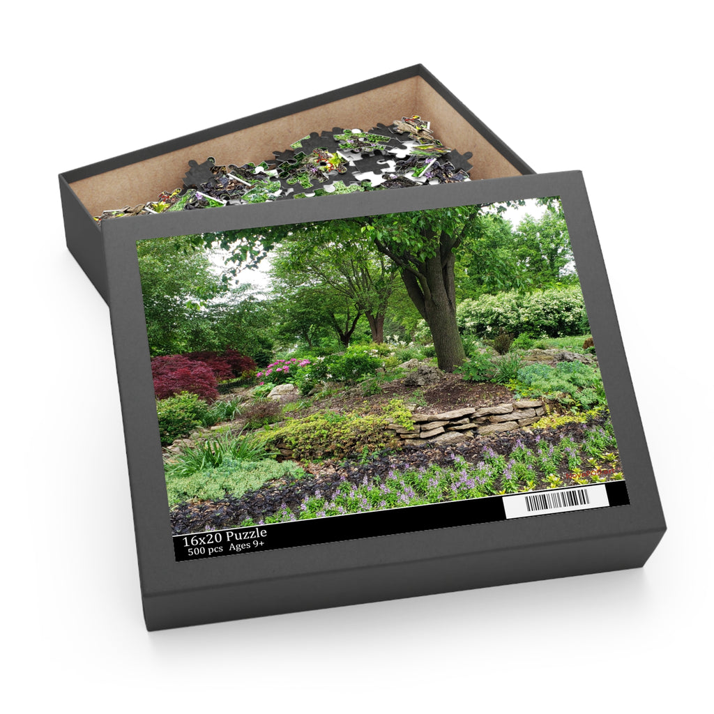 Garden Serenity Puzzle — 120/252/500-Piece Jigsaw of Lush Tree & Stone Garden