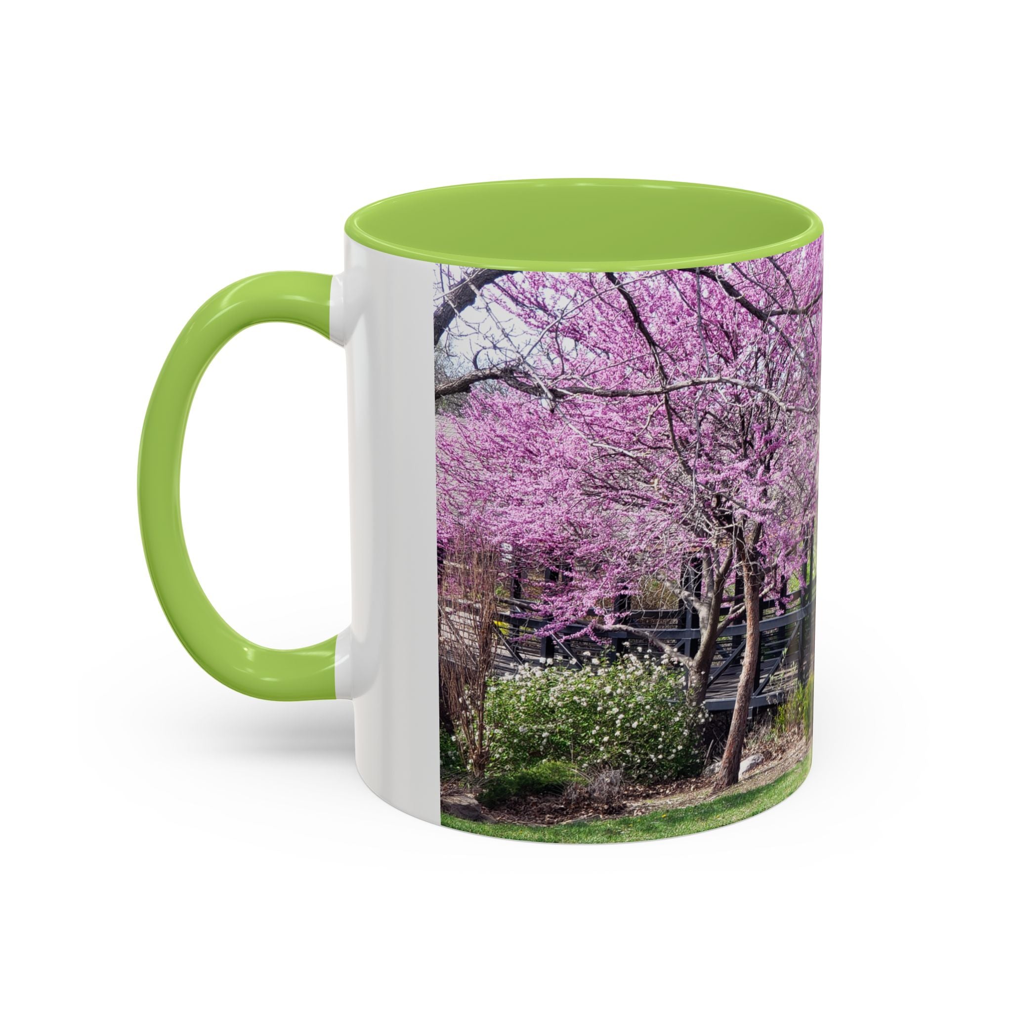 Spring Blossom Accent Coffee Mug – Pink Redbud Trees Photo Design (11/15 oz)