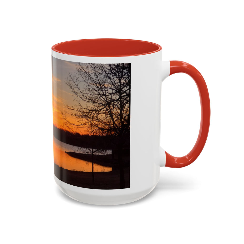 Sunrise Lake Accent Coffee Mug — Scenic Sunrise/Sunset Photography Mug