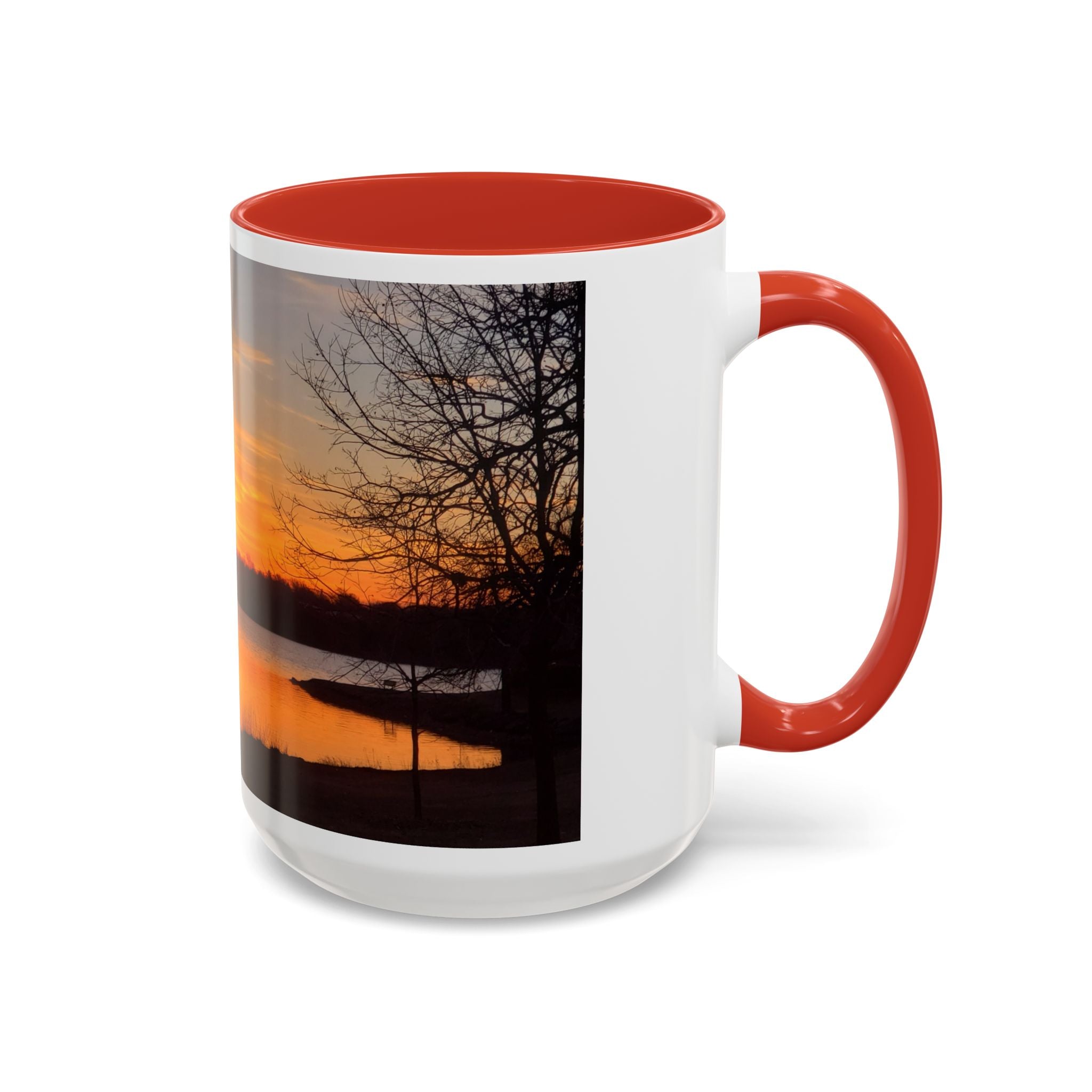 Sunrise Lake Accent Coffee Mug — Scenic Sunrise/Sunset Photography Mug