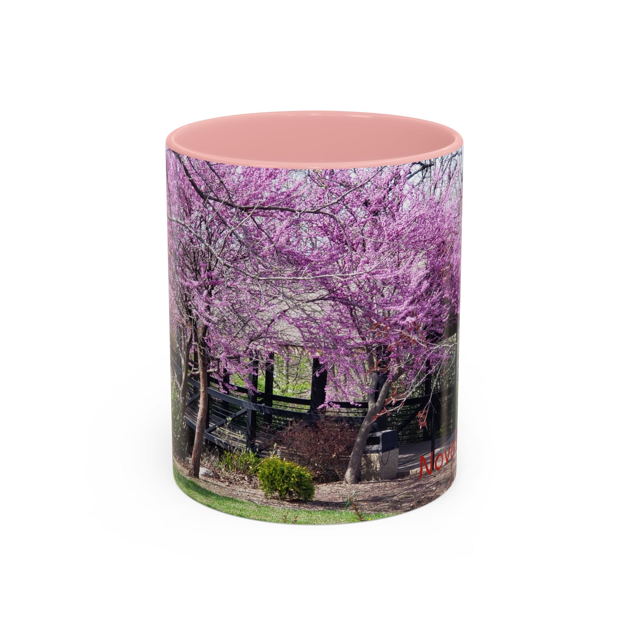 Spring Blossom Accent Coffee Mug – Pink Redbud Trees Photo Design (11/15 oz)