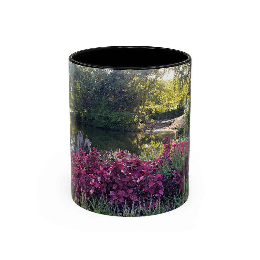 Garden Pond Accent Coffee Mug – Scenic Floral Landscape 11/15oz