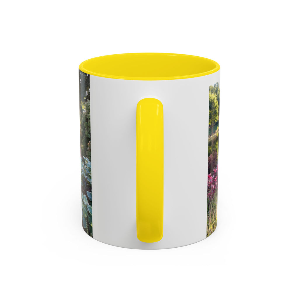 Garden Pond Accent Coffee Mug – Scenic Floral Landscape 11/15oz