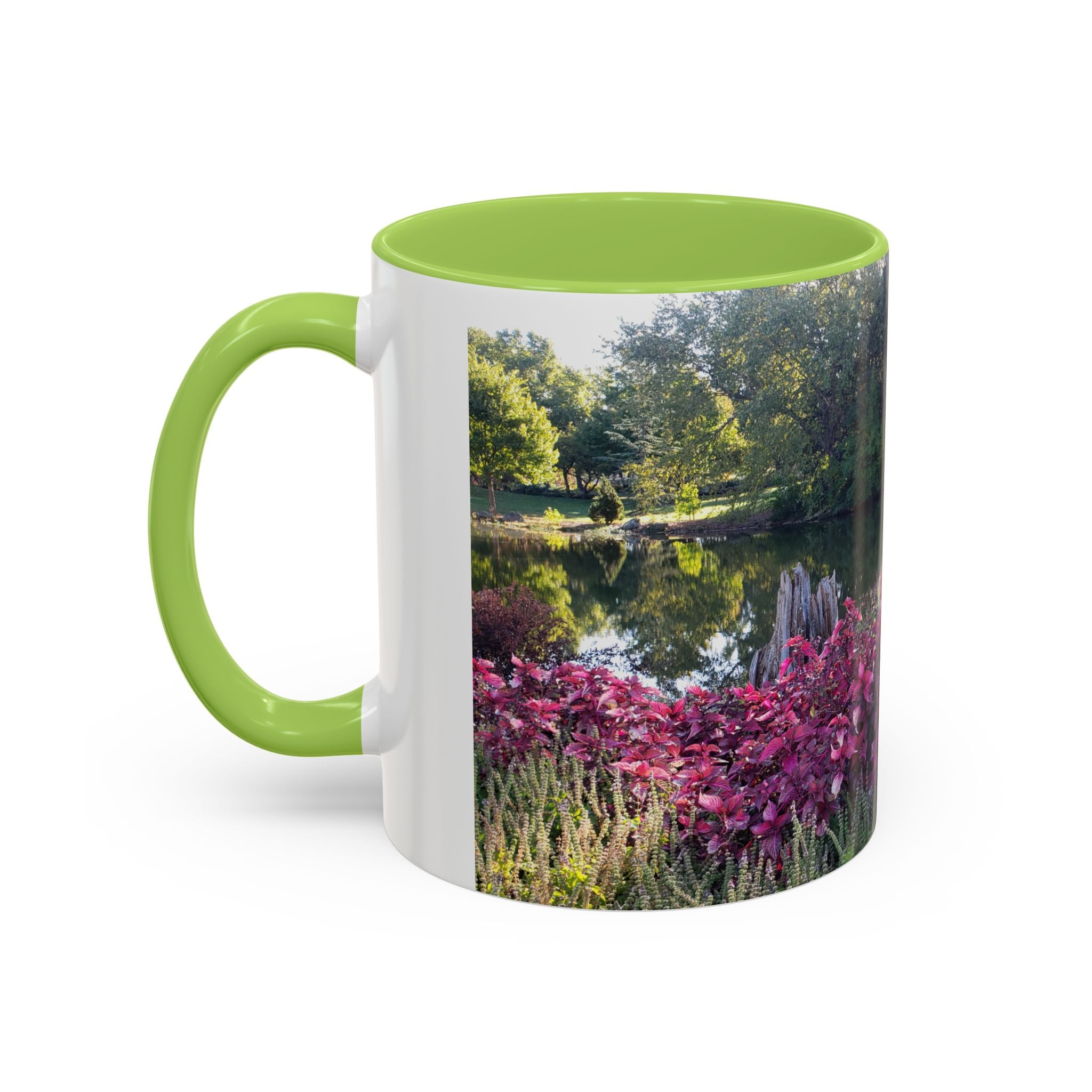 Garden Pond Accent Coffee Mug – Scenic Floral Landscape 11/15oz