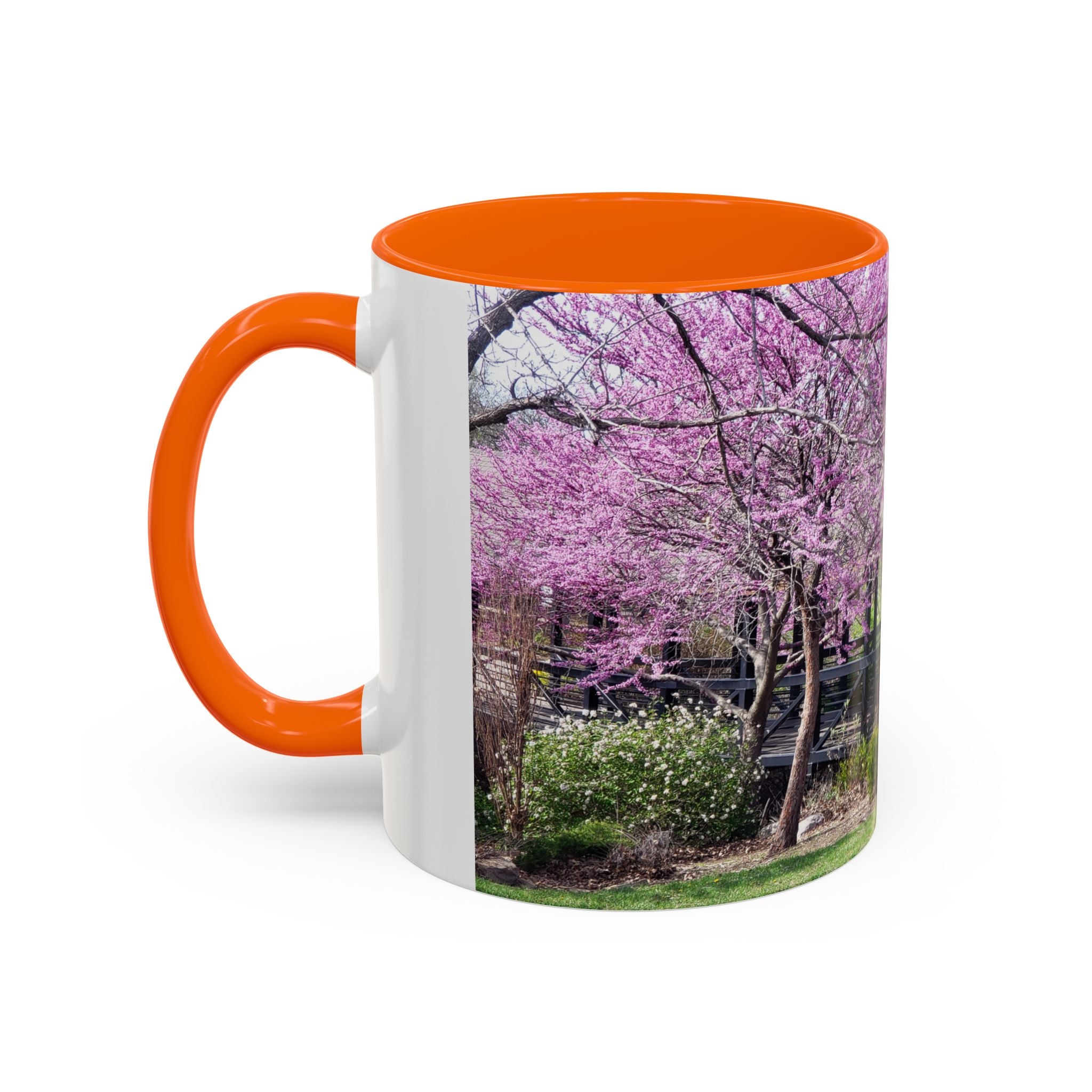 Spring Blossom Accent Coffee Mug – Pink Redbud Trees Photo Design (11/15 oz)