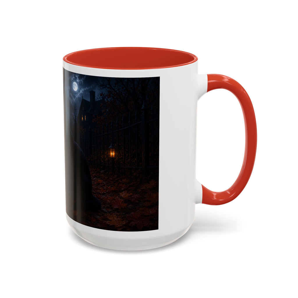 Halloween Black Cat Accent Coffee Mug — Spooky Jack-o'-Lantern Night (Customizable)