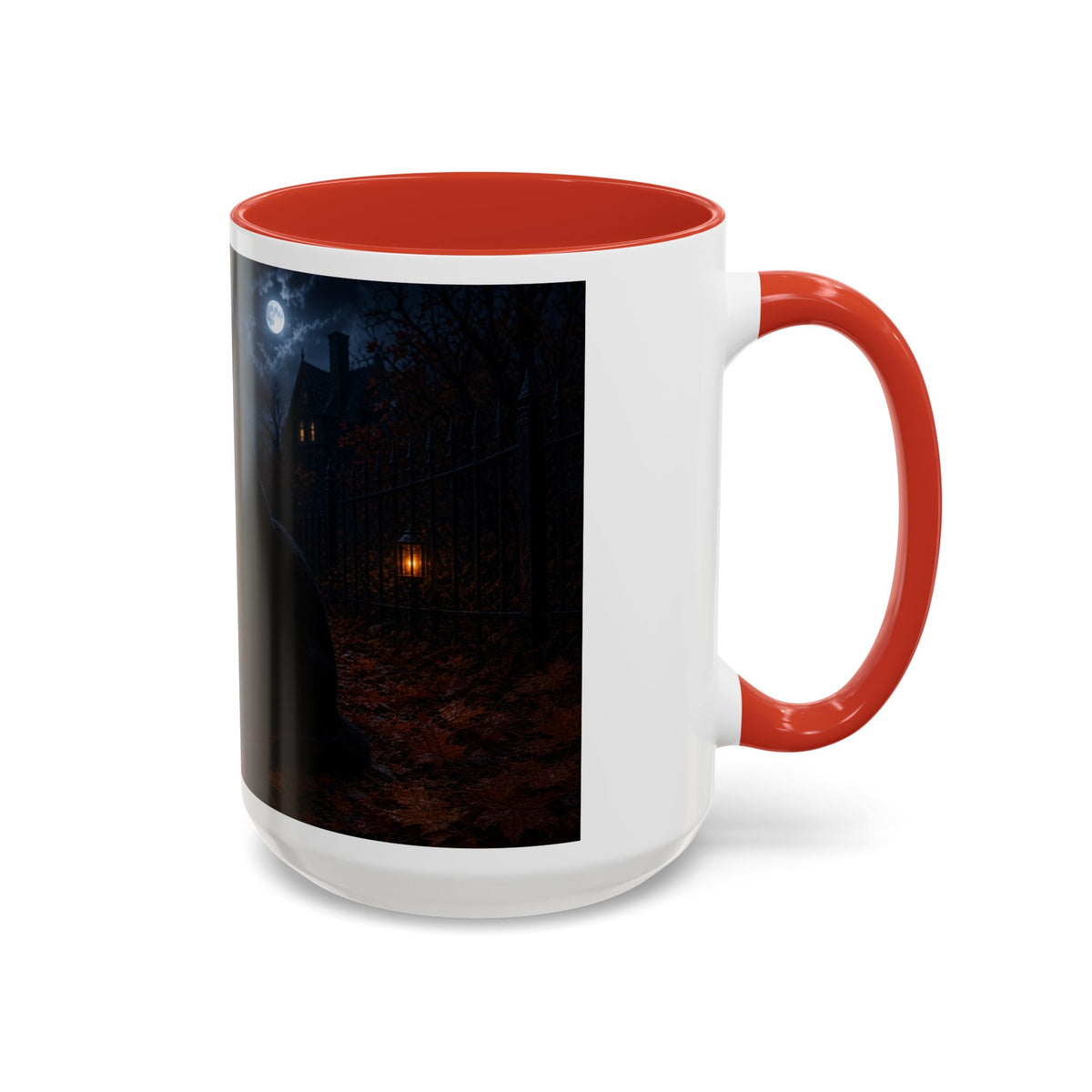 Halloween Black Cat Accent Coffee Mug — Spooky Jack-o'-Lantern Night (Customizable)