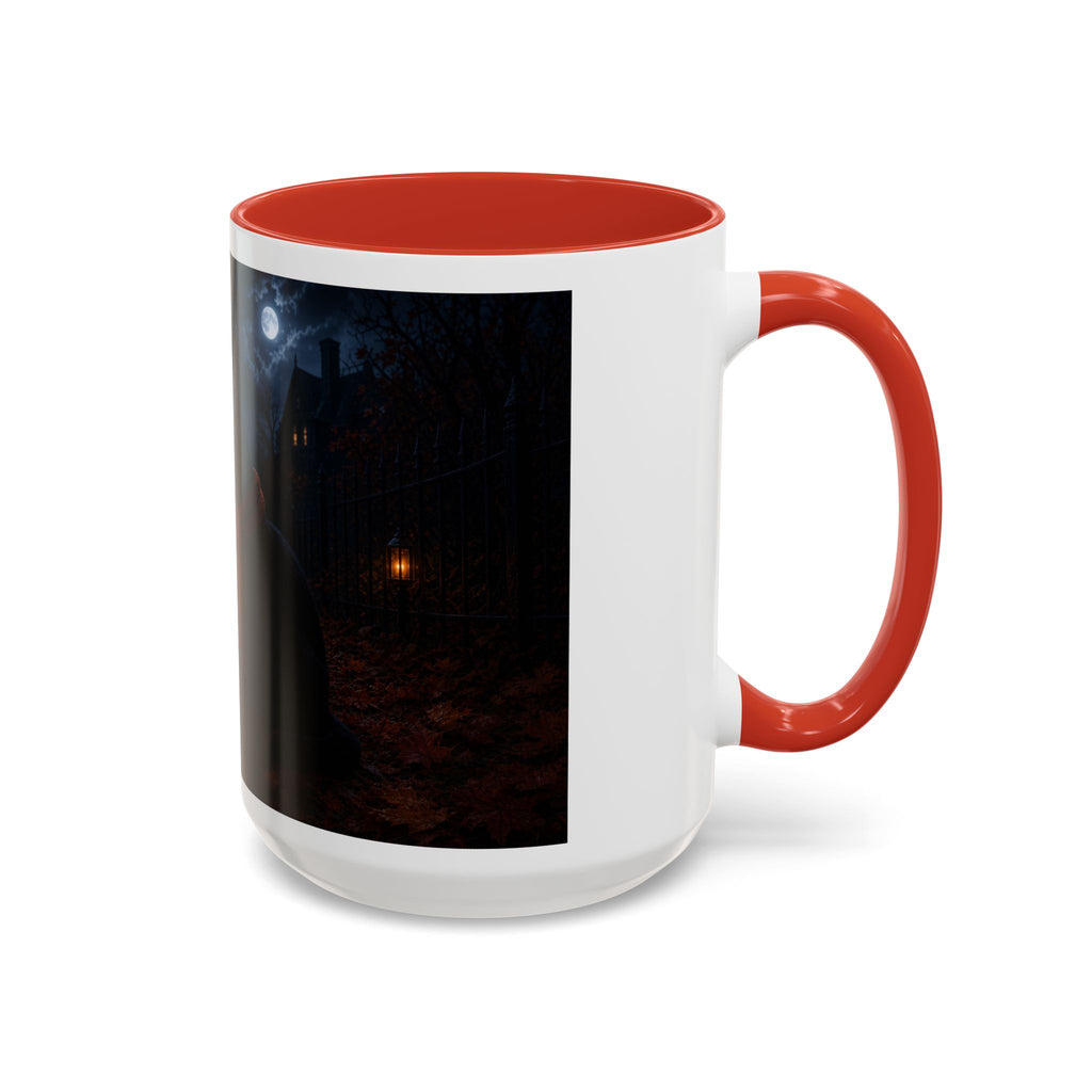 Halloween Black Cat Coffee Mug with Pumpkin Spice Jack-o’-Lanterns – Spooky Autumn Night Accent Mug