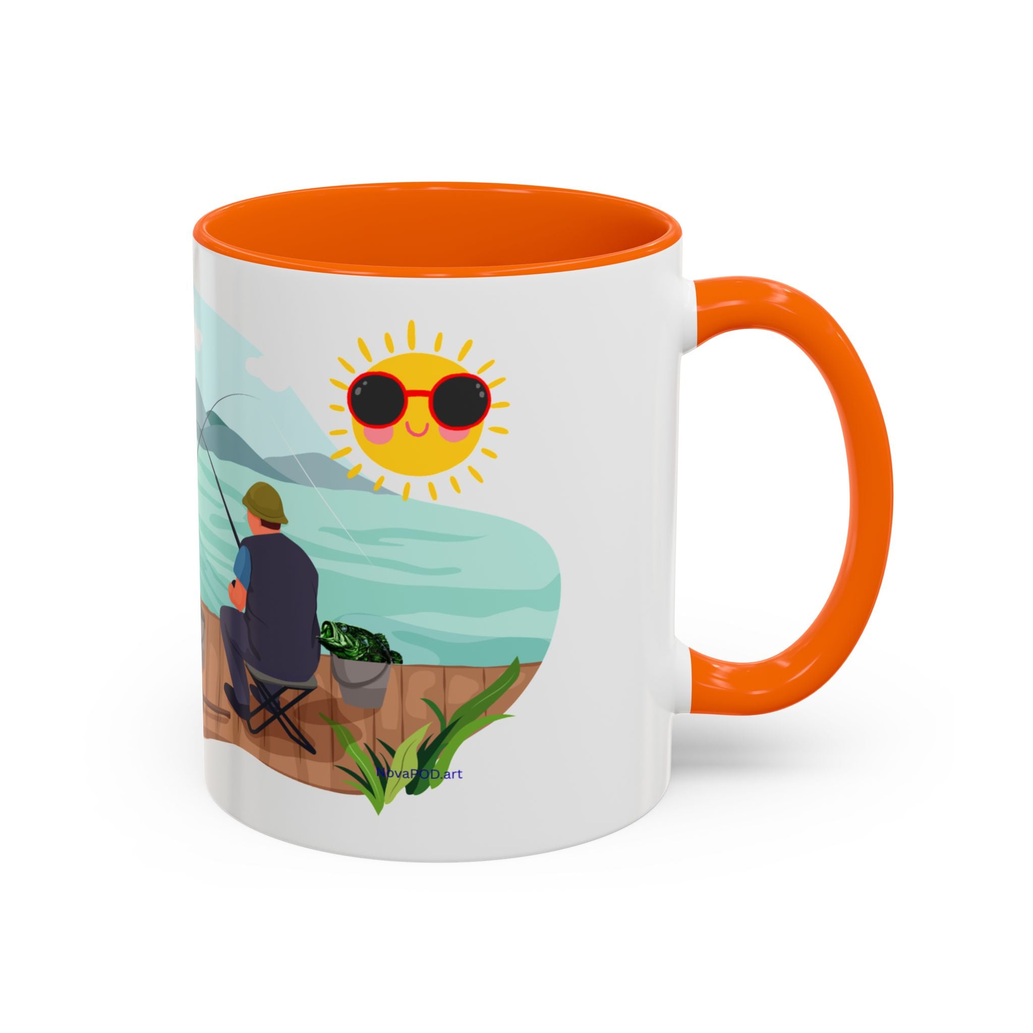 Dilley 300 Fishing Friends Coffee Mug — Cute Sunny Lake Scene Accent Mug (11/15 oz)