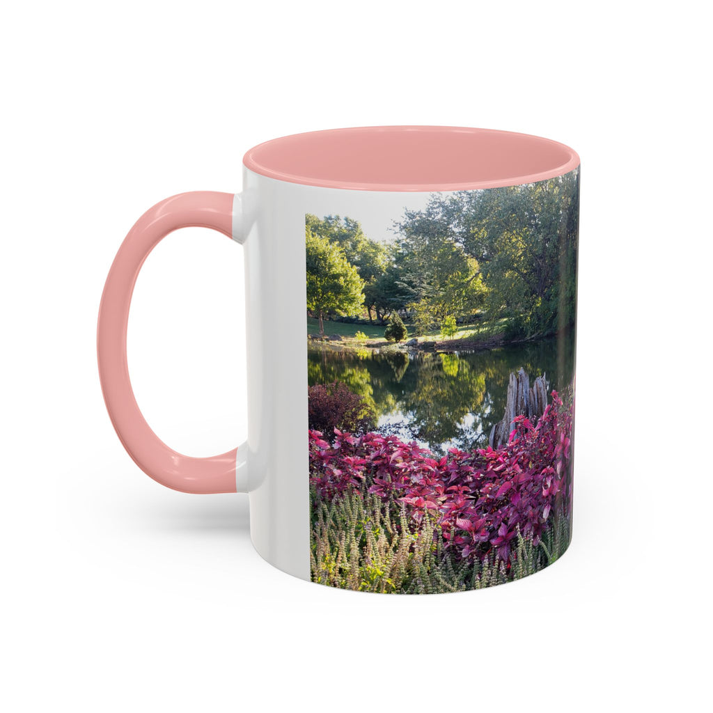 Garden Pond Accent Coffee Mug – Scenic Floral Landscape 11/15oz