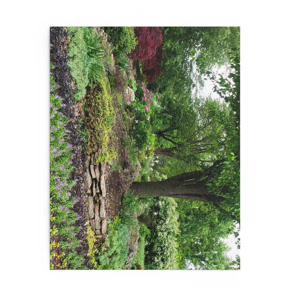 Garden Serenity Puzzle — 120/252/500-Piece Jigsaw of Lush Tree & Stone Garden