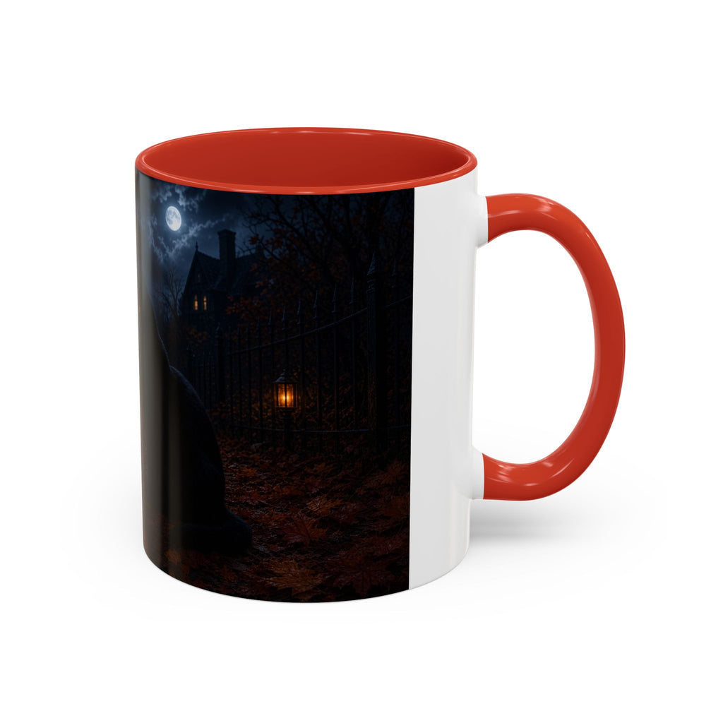 Halloween Black Cat Accent Coffee Mug — Spooky Jack-o'-Lantern Night (Customizable)