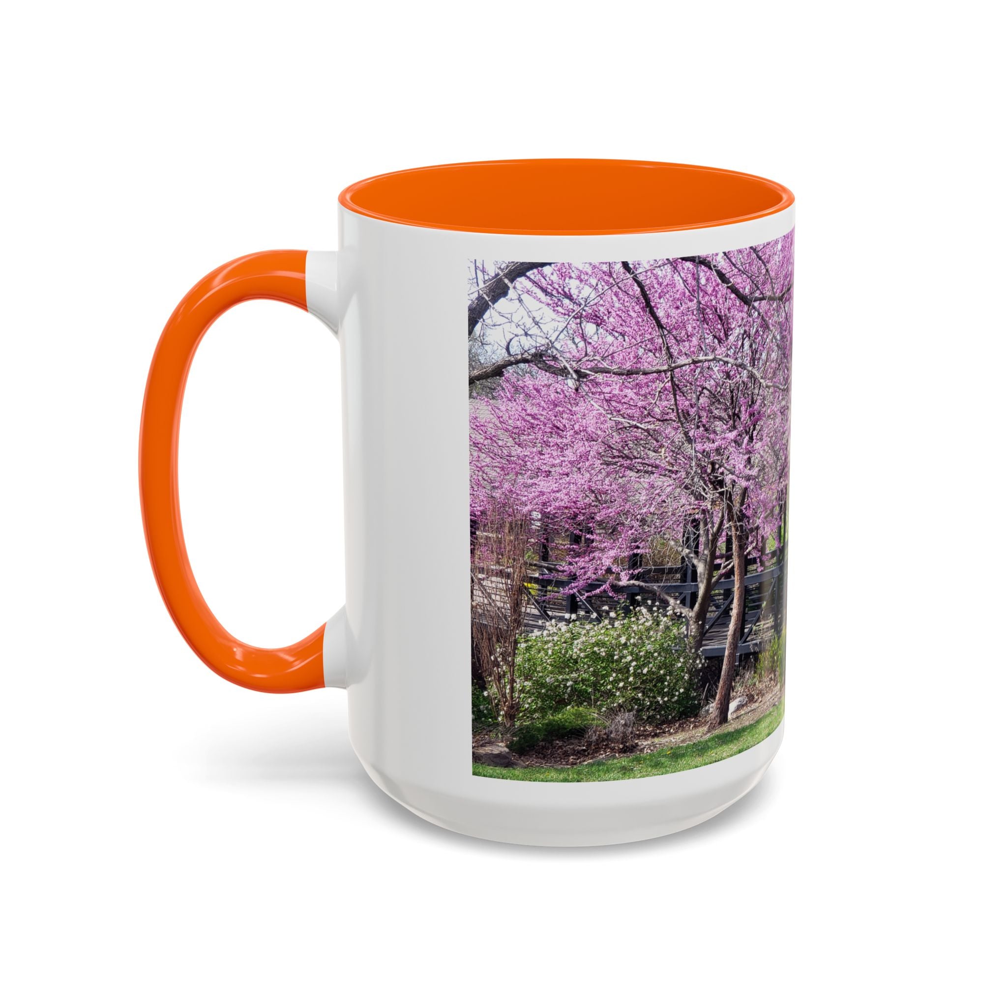 Spring Blossom Accent Coffee Mug – Pink Redbud Trees Photo Design (11/15 oz)