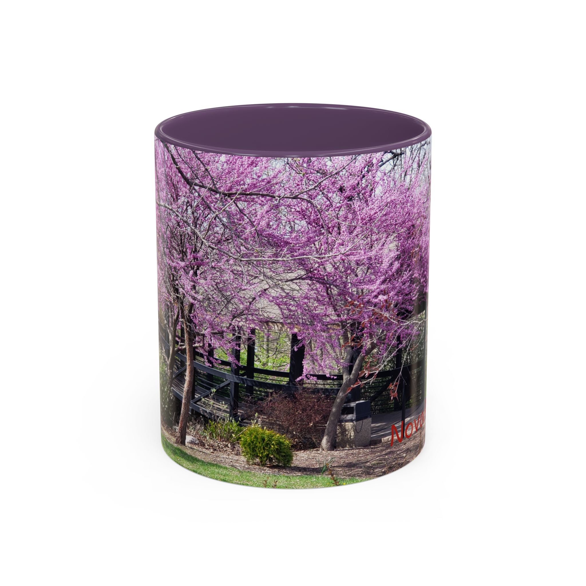 Spring Blossom Accent Coffee Mug – Pink Redbud Trees Photo Design (11/15 oz)