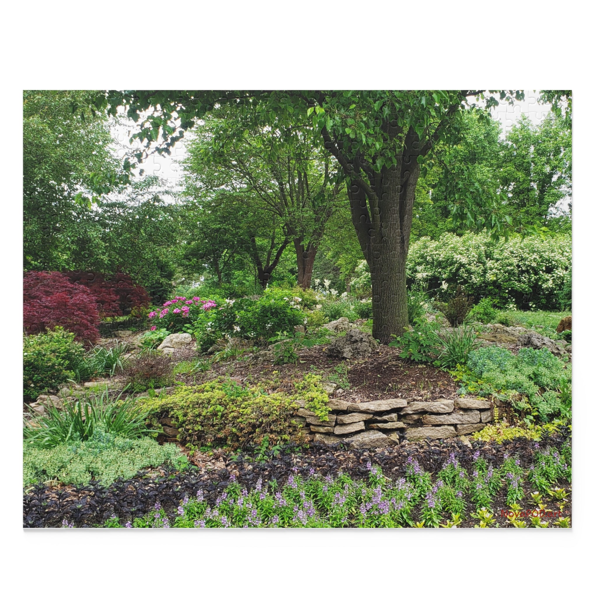 Garden Serenity Puzzle — 120/252/500-Piece Jigsaw of Lush Tree & Stone Garden