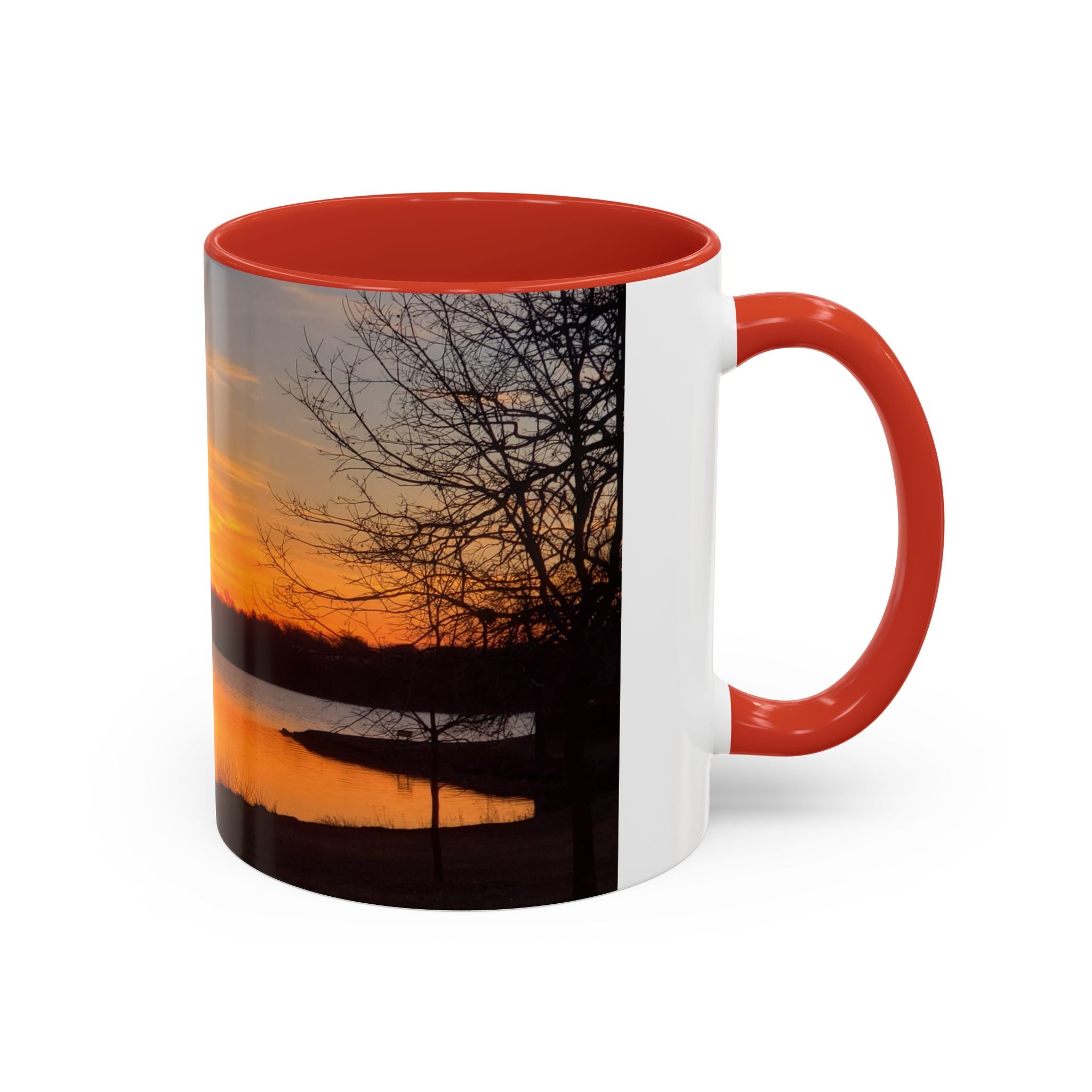 Sunrise Lake Accent Coffee Mug — Scenic Sunrise/Sunset Photography Mug