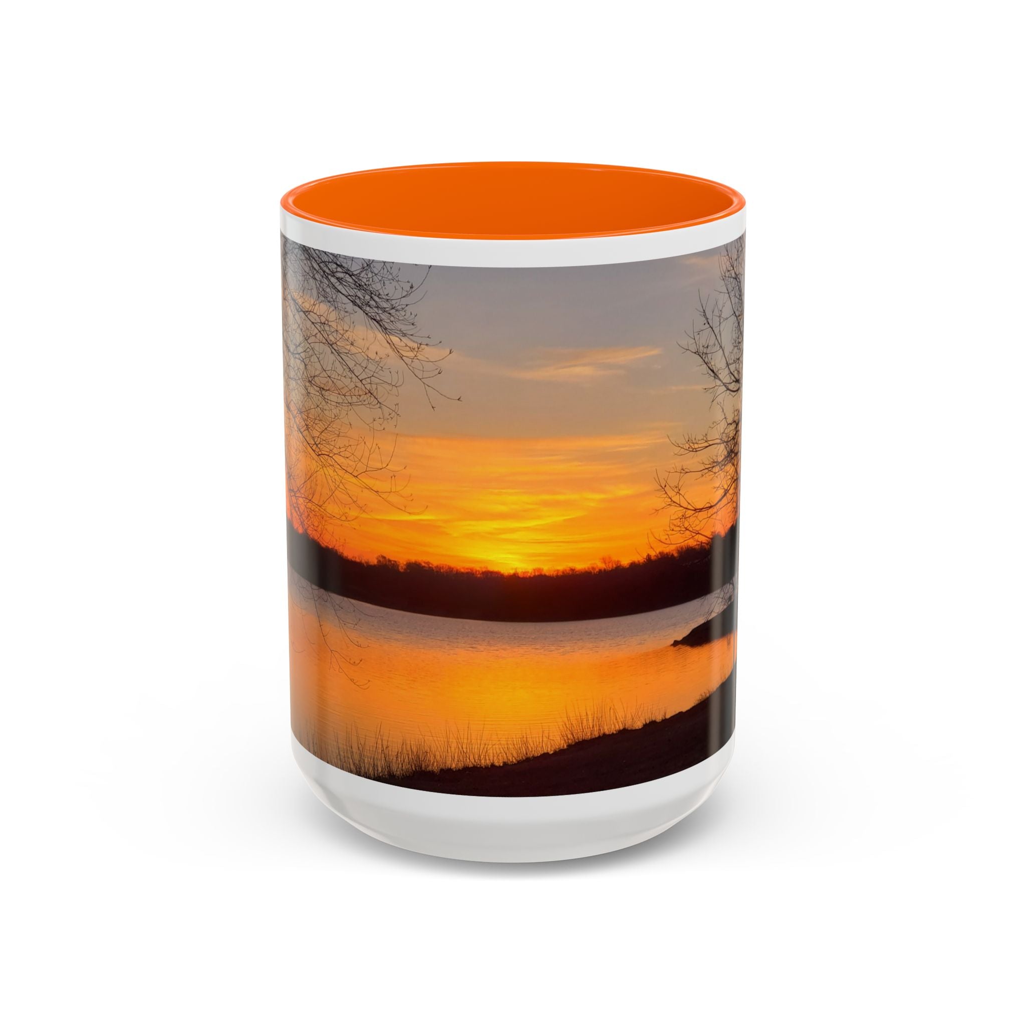 Sunrise Lake Accent Coffee Mug — Scenic Sunrise/Sunset Photography Mug