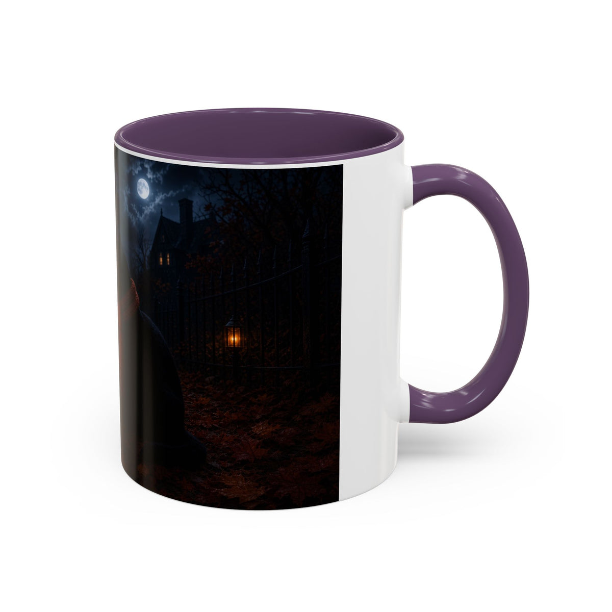 Halloween Black Cat Coffee Mug with Pumpkin Spice Jack-o’-Lanterns – Spooky Autumn Night Accent Mug