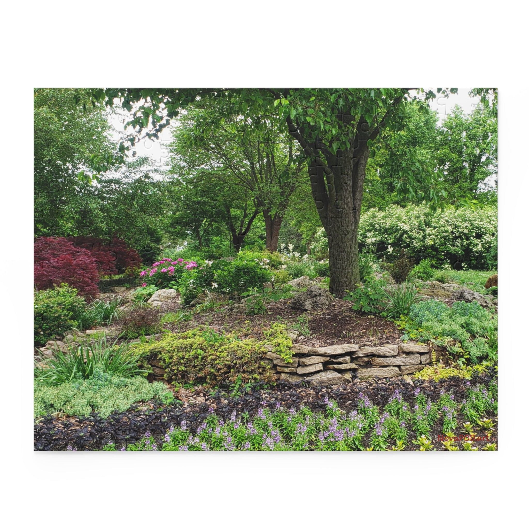 Garden Serenity Puzzle — 120/252/500-Piece Jigsaw of Lush Tree & Stone Garden