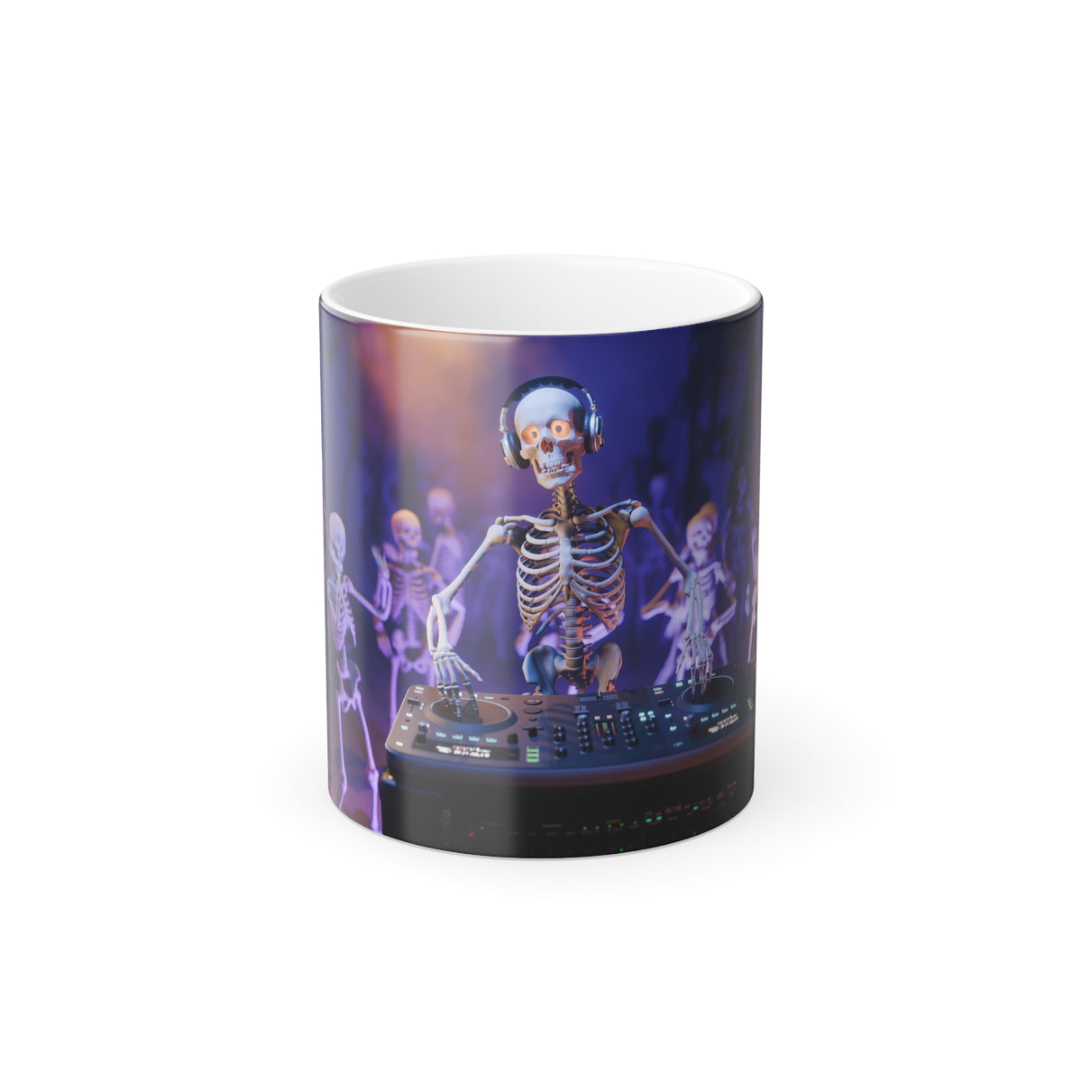 DJ Skeleton Color-Changing Mug — 11oz Halloween Party Coffee Cup