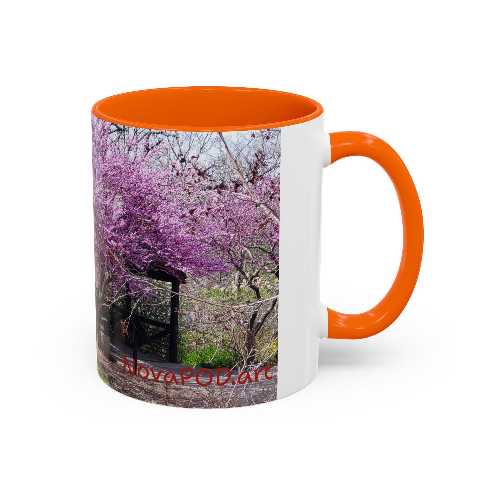 Spring Blossom Accent Coffee Mug – Pink Redbud Trees Photo Design (11/15 oz)