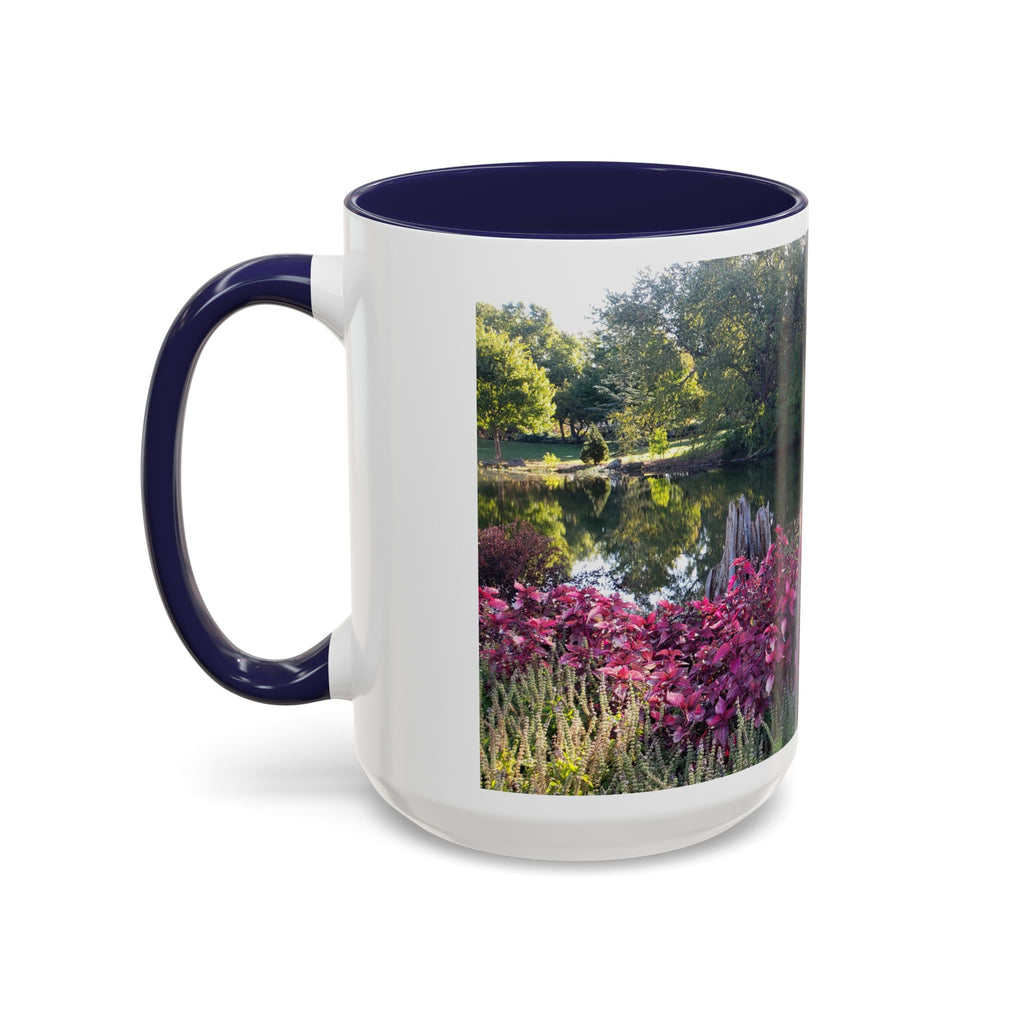 Garden Pond Accent Coffee Mug – Scenic Floral Landscape 11/15oz