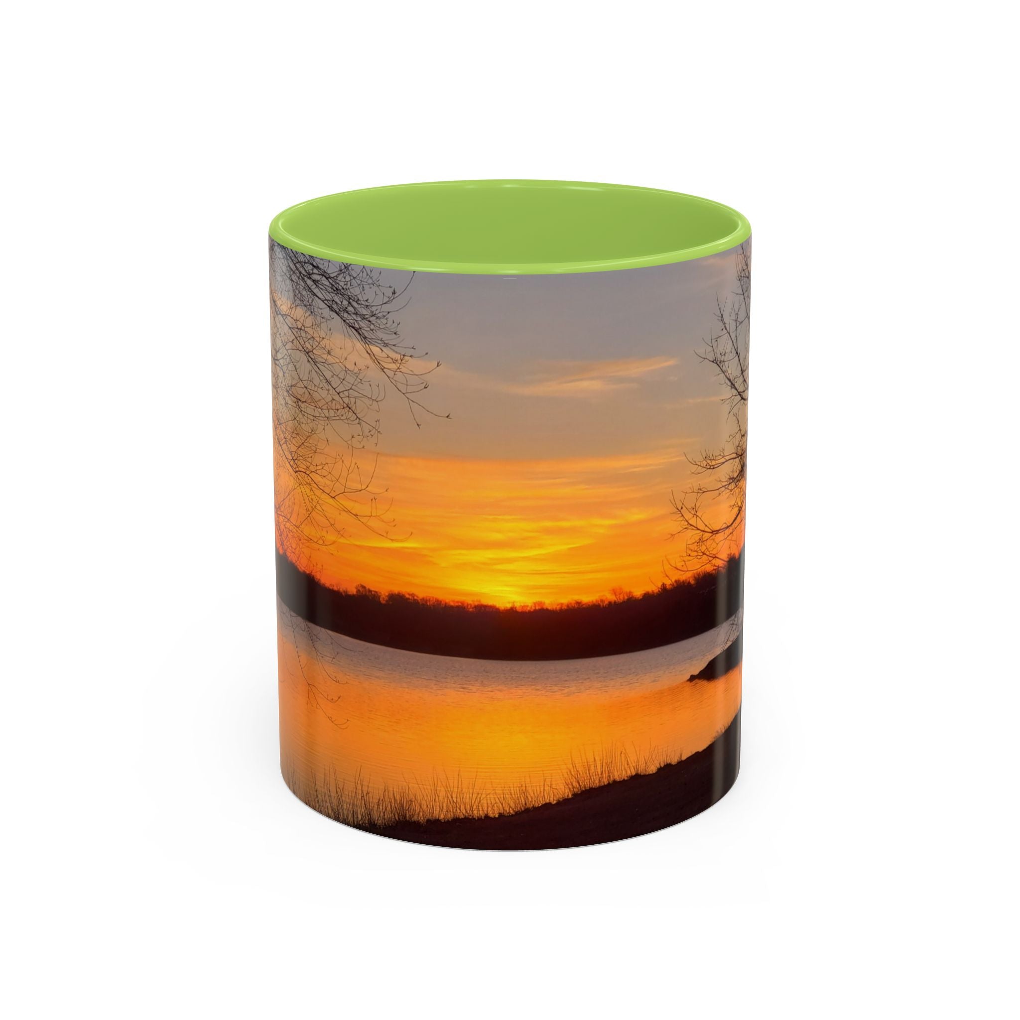 Sunrise Lake Accent Coffee Mug — Scenic Sunrise/Sunset Photography Mug